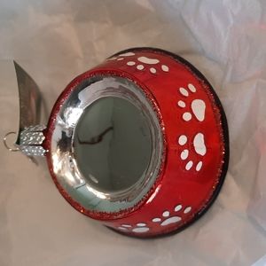 Dog Bowl Old World Christmas Glass Ornament Puppy Doggy Food Bowl Keepsake NWT